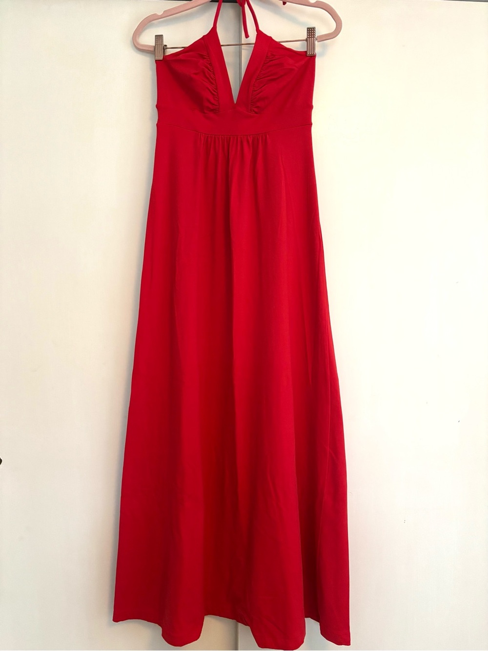 Susana Monaco Red Halter V-Neck Maxi Dress